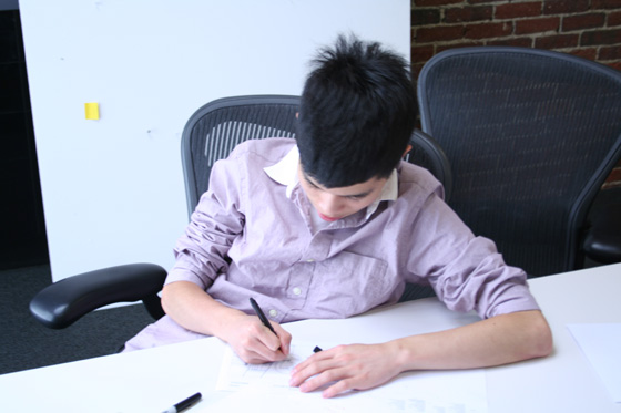 Here I am sketching a product being used in a certain environment.
