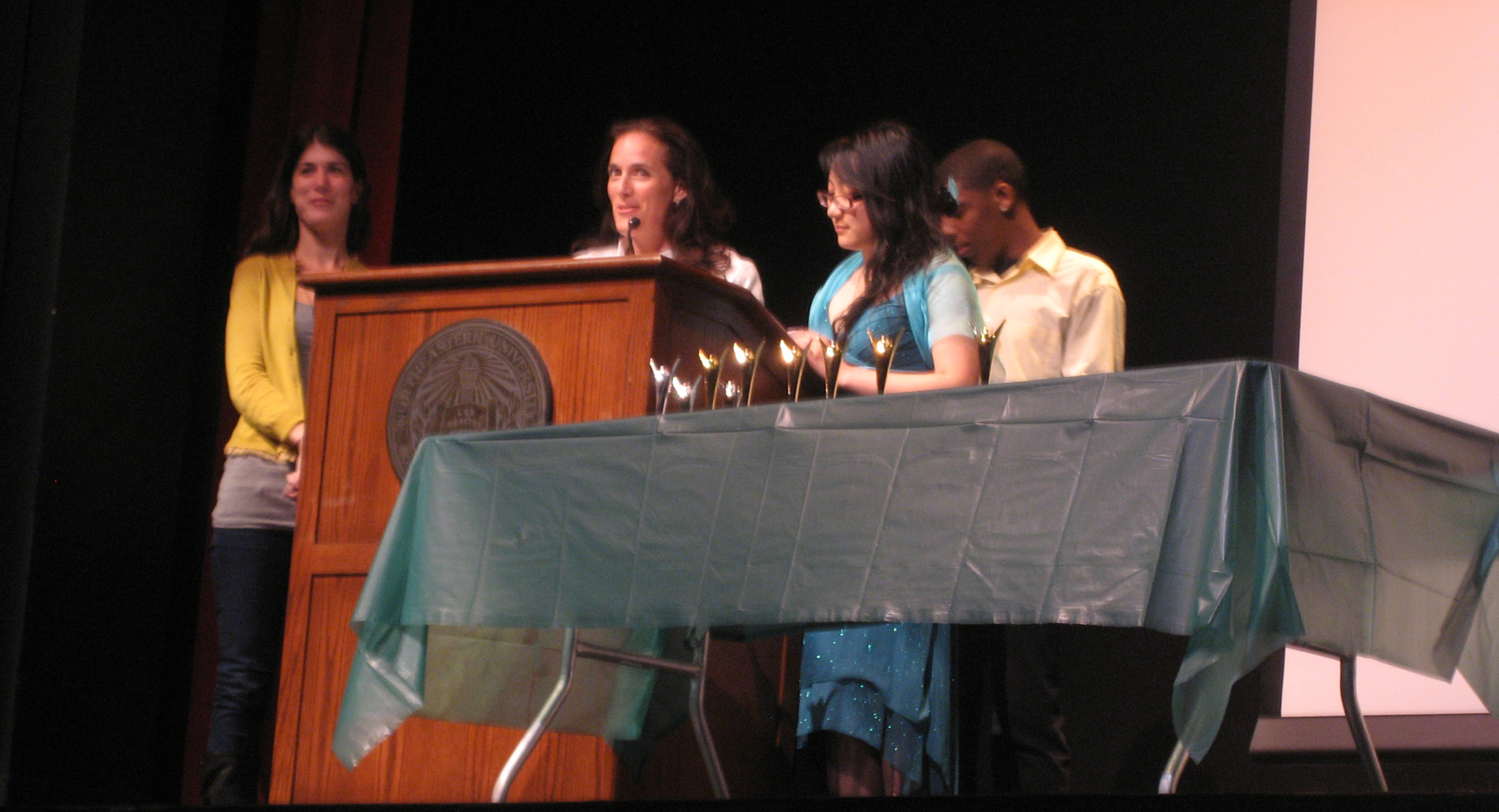 Former Youth Design student Lisa Wang is a member of the Young Civic Leaders program and presented the award to Youth Design Founder Denise Korn and Director of Operations Tara Oremus.